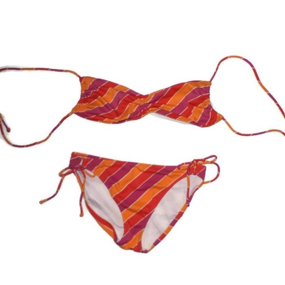 VICTORIAS SECRET Swim  Suit 10 PINK ORANGE Bikini - Picture 3 of 7